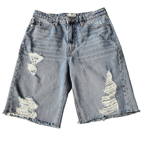 NWOT PTCL high rise frayed hem shorts. Log length. Size 28. - Picture 1 of 9